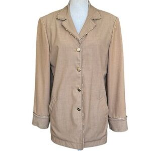 St. John Sport Women's Beige Blazer Jacket with Gold Trim and Buttons Size S